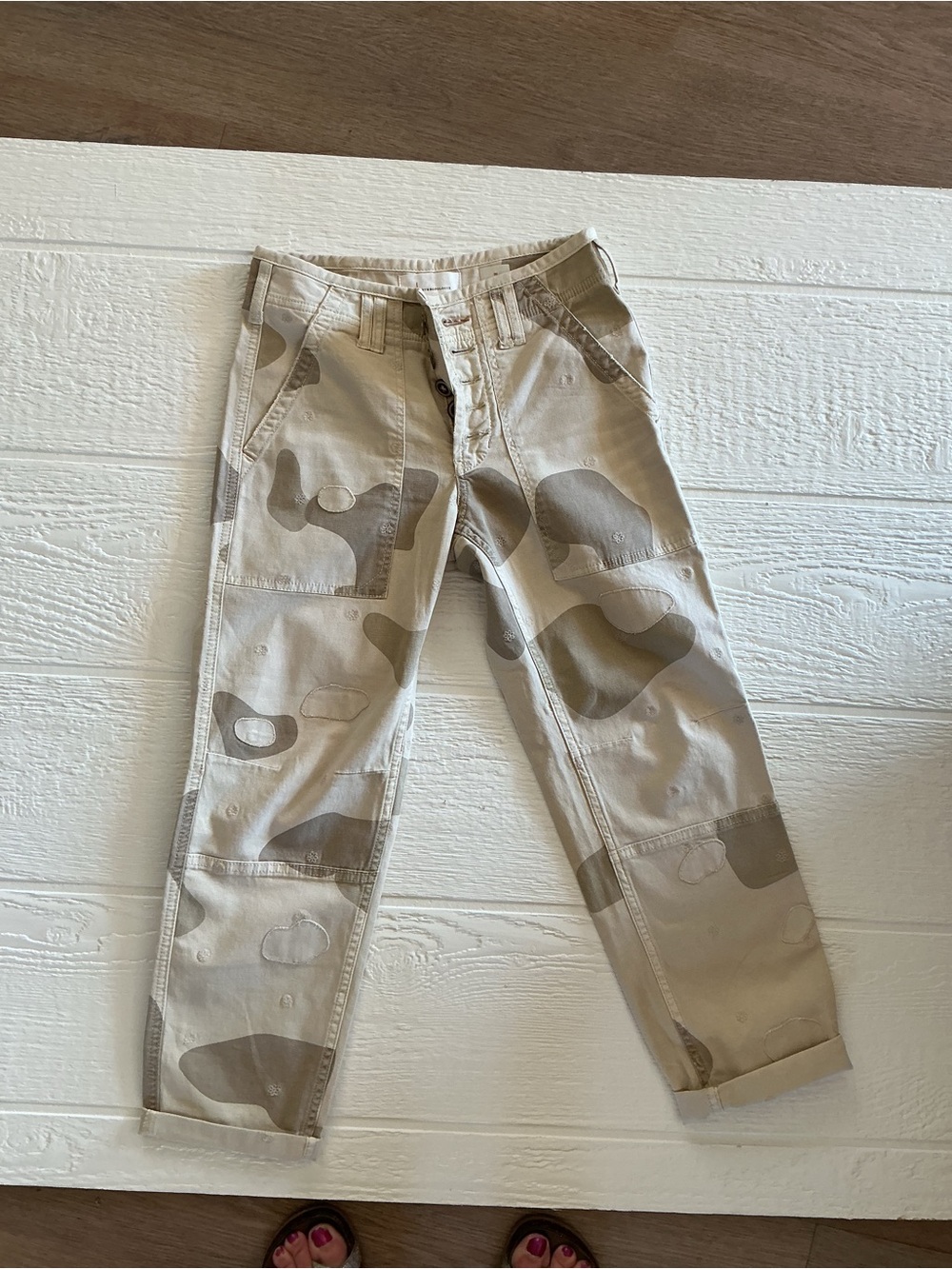 Anthropologie Beige & Taupe Cropped Patterned Pants